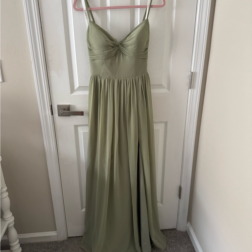 Azazie Green Maxi Dress Spaghetti Strap Sweetheart